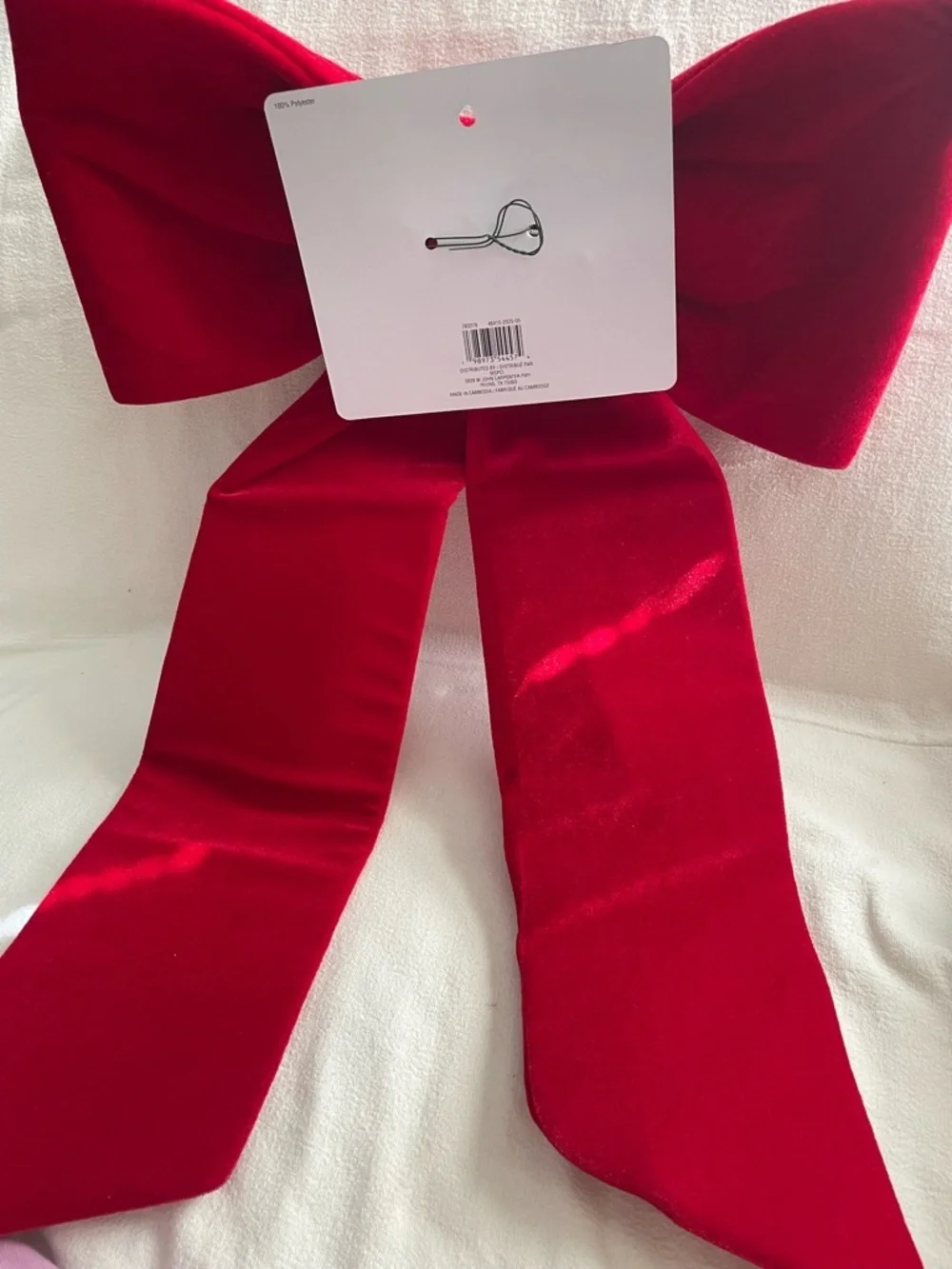 NWT Celebrate It Large Red Velvet Tree  Bow